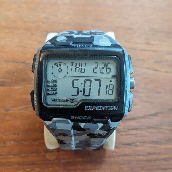 Timex Men's Black/Grey/White Camo Expedition Shock Stainless Steel Digital Watch